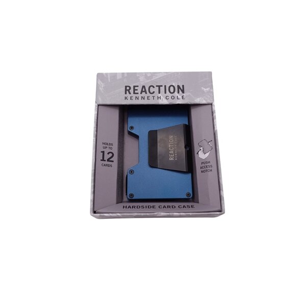 NIB Kenneth Cole Reaction Hardside Card Case Wallet Blue RFID Protection - Picture 1 of 6